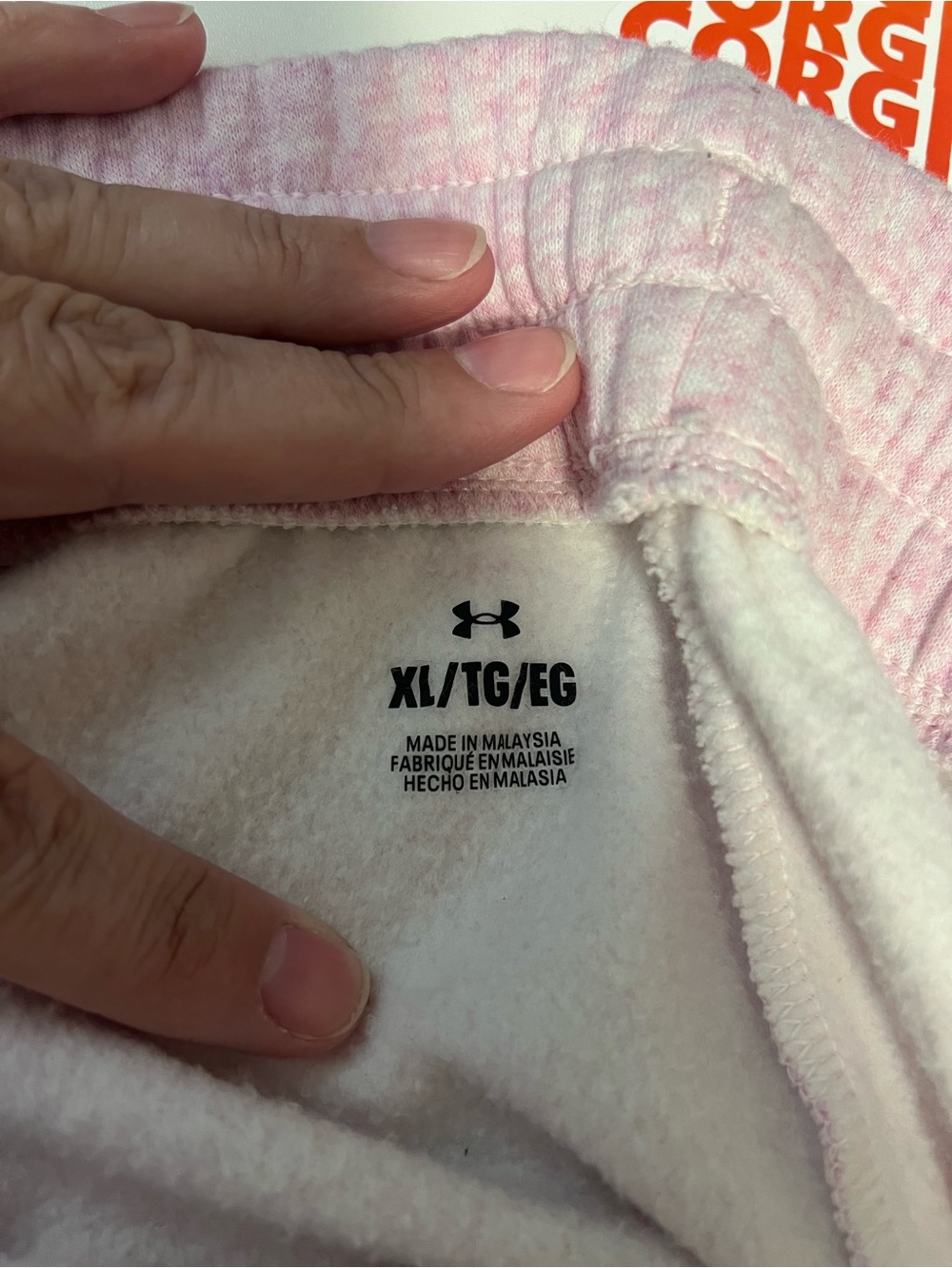 #651 Under Armour Women’s XL Pink Fleece Jogger Sweatpants CozyDrawstring Lounge - Picture 4 of 4